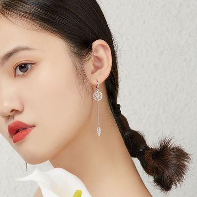 0.26ft 1.2g 스털링 실버 보석 귀걸이 3A CZ 수정 구슬 귀걸이 SGS