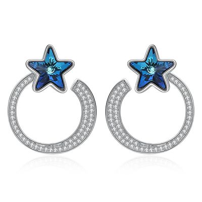 7.2g 2.6x2.1cm 스타 후프 귀걸이 선물 5A CZ 솔리드 실버 귀걸이