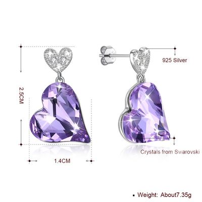 0.98x0.55in 스털링 실버 하트 귀걸이