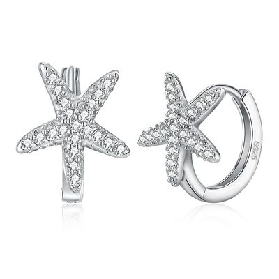 1x1cm 1.32g 스털링 실버 쥬얼리 귀걸이 5A 불가사리 큐빅 지르코니아 귀걸이