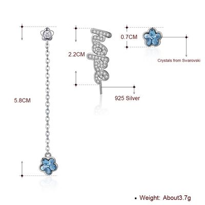 2.3in 3.7g 술 드롭 귀걸이 남여 공용 합금 드롭 다이아몬드 꽃 귀걸이