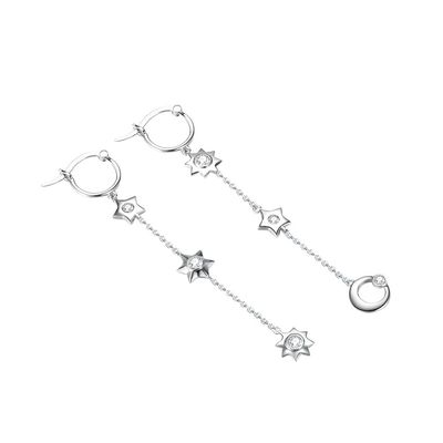 1.75g ​​3.7in 스털링 실버 쥬얼리 귀걸이 문 스타 합금 드롭 귀걸이 SGS