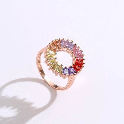 14.1mm 3.4g 지르콘 약혼 반지 여성 졸업 로즈 골드 Vermeil 반지