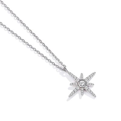0.67in 41cm 시니 스털링 실버 쥬얼리 목걸이 18k 골드 스타 문 목걸이 SGS