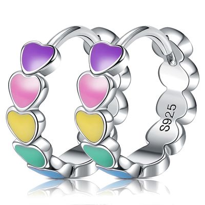 스레드 CZ 0.85 그램 0.15mm 스털링 실버 하트 귀걸이 하트 스터드