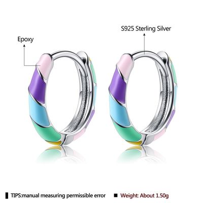 2.5x20mm 1 그램 순은 보석 귀걸이 S925 다채로운 후프 귀걸이 ODM