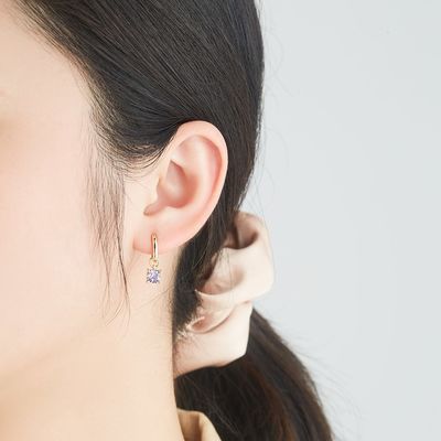 0.67in 2.2g 스털링 실버 쥬얼리 세트 백금 도금 CZ 실버 바늘 귀걸이