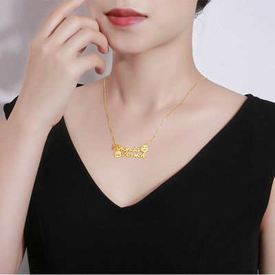 1.8ft 0.07oz 이모티콘 골드 목걸이 S925 기념 이니셜 이름 목걸이
