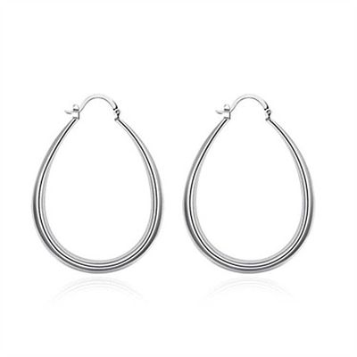 플래티넘 도금 스무스 서클 14k 골드 후프 30×21mm For Women Lady