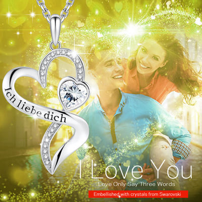 여자의 두배 마음 무한대 목걸이줄 925 순수한 실버 화이트 스와로프스키 크리스털